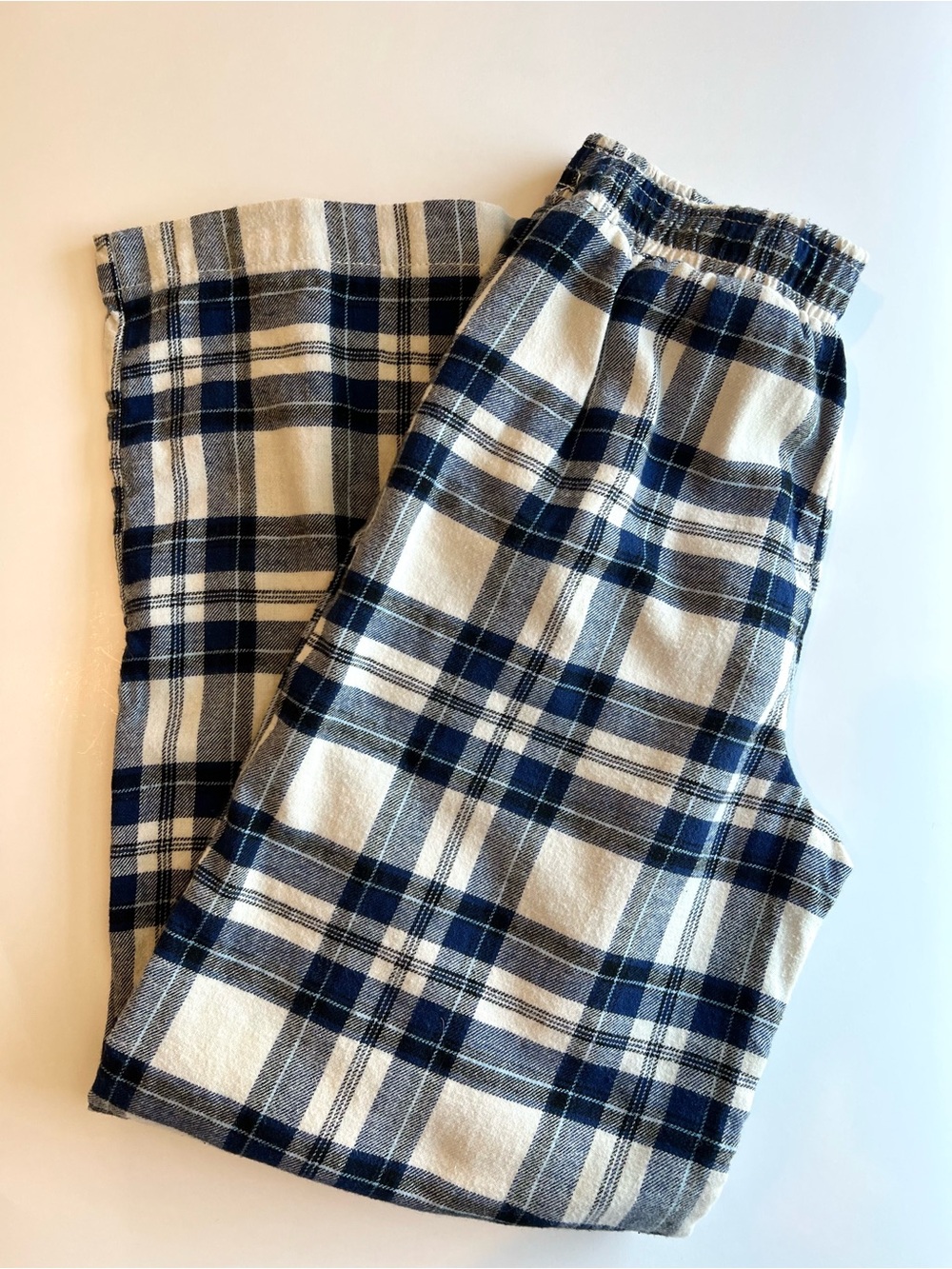 H&M Kids Blue & White Plaid Wide Leg Cotton Pajama Pants Lounge Size 14 / 11-12Y